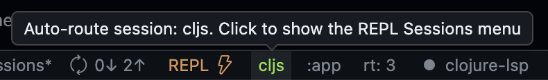 Status Bar REPL Connected, session